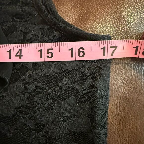 Amisu size L Black Lace Sleeveless Top with Bow - Picture 6 of 6